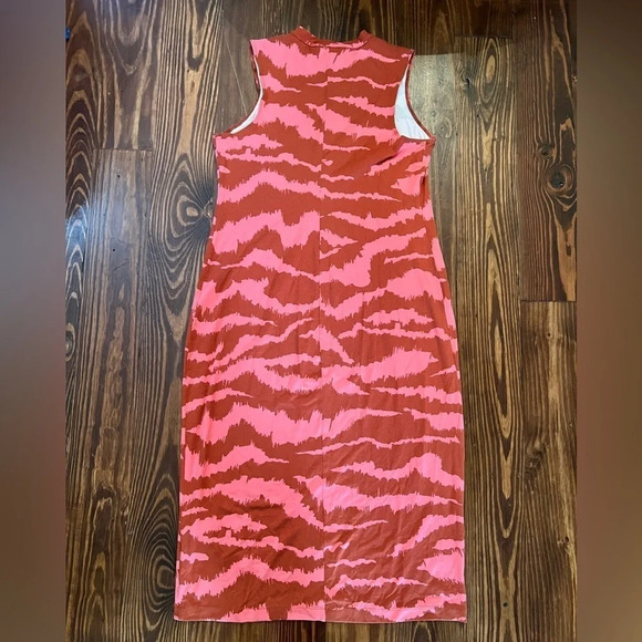 COREY LYNN CALTER ANTHROPOLOGIE Nicolette Pink and Red Midi Sleeveless Dress - Picture 9 of 9